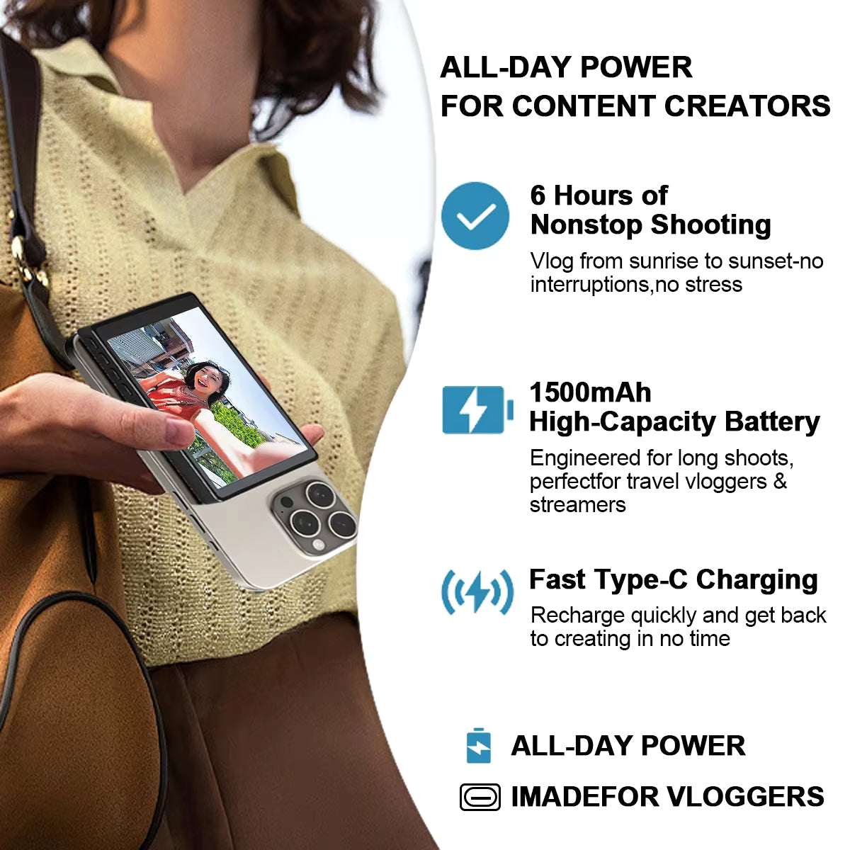 "Wireless Selfie Screen for Smartphone – Vlogging & Live Streaming"